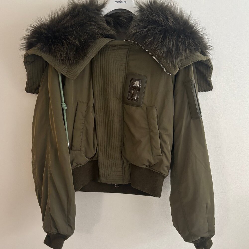 $4000 Juun.J Olive Green N2-B Flight Bomber Jacket Fur Hood - Medium - Large - Picture 2 of 15